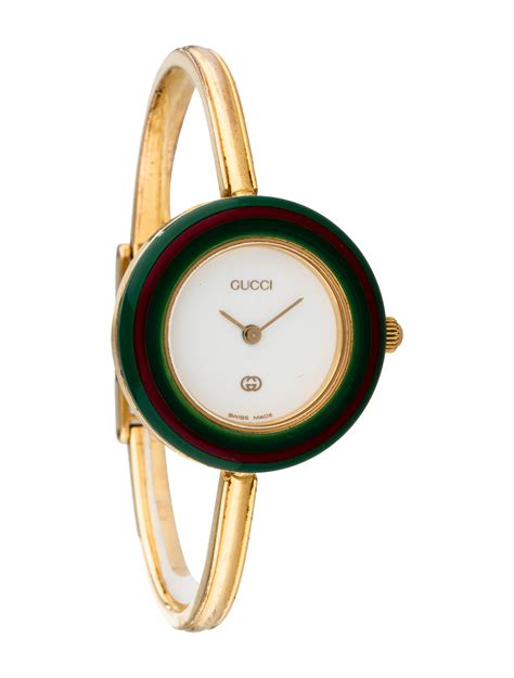 gucci womens gold bangel bezel watch|gucci interchangeable bezel bangle watch.